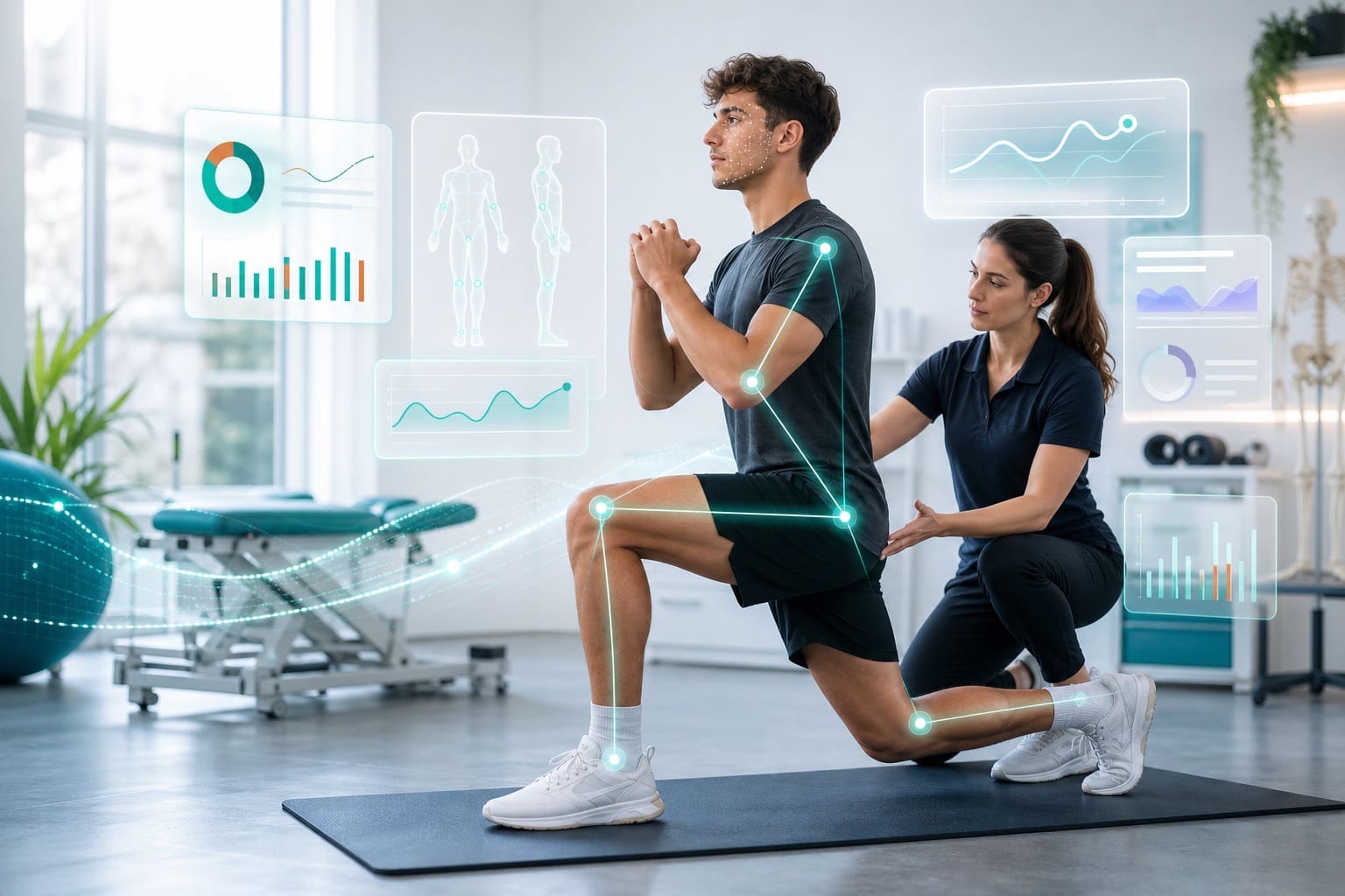 AI-assisted physio treatment in a modern clinic